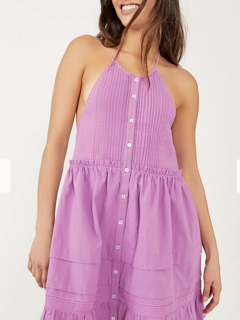 ⚡️Free People Desert Days Lilac Halter Button-Front Summer Dress